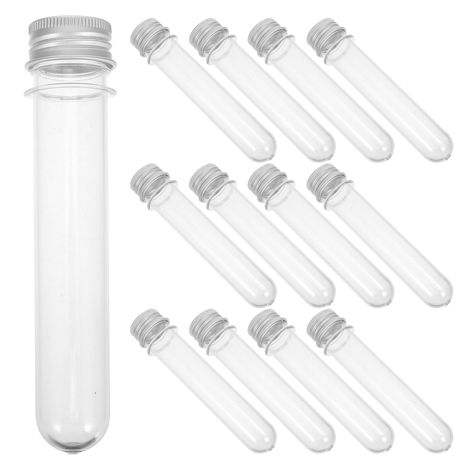 SHINEOFI 30 Pezzi Provette con Tappo a Vite in Plastica Trasparente da 45ml Multifunzionali e Antigoccia, per Piante e Decorazioni per Feste