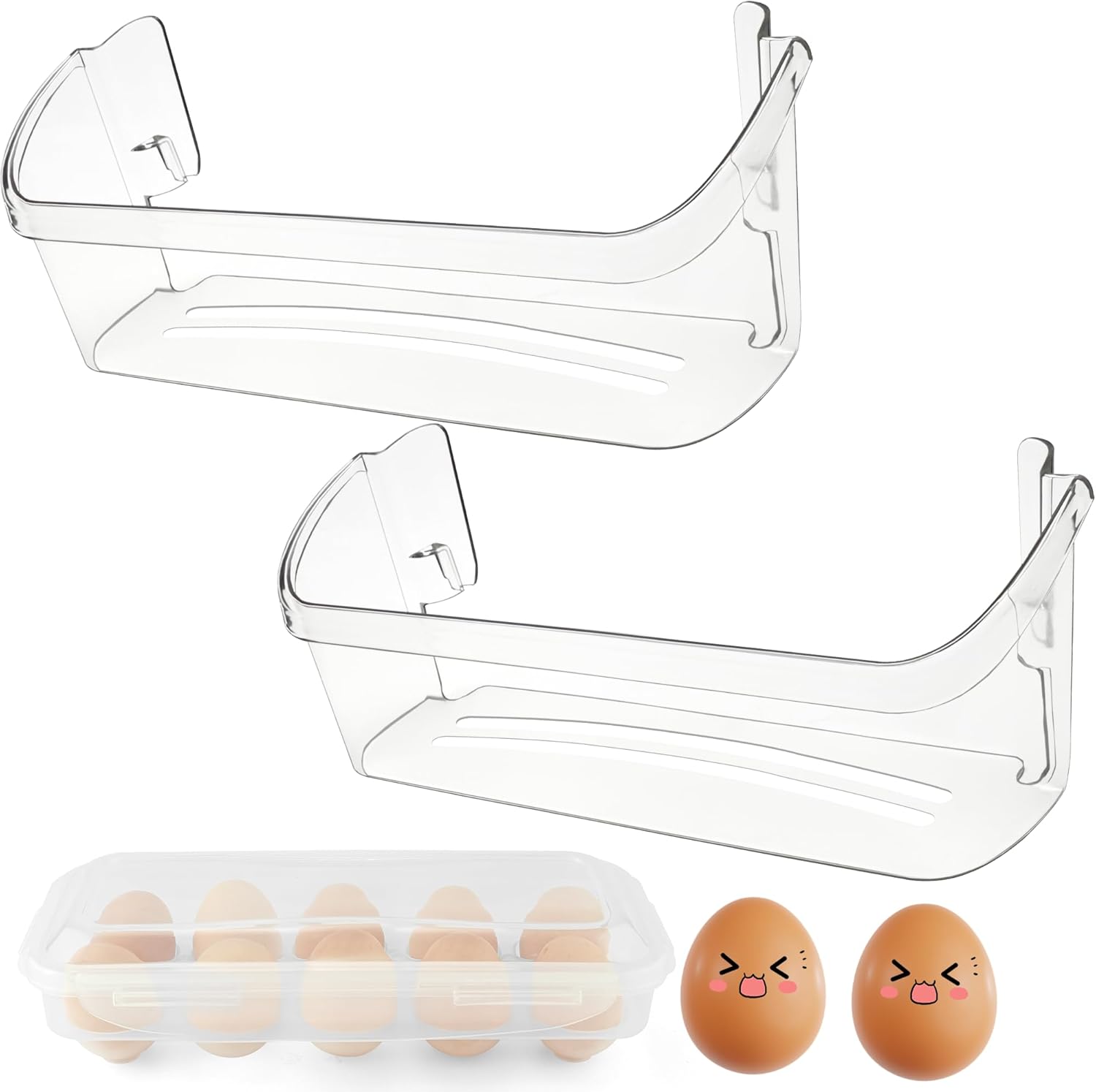 242126602 Frigidaire Door Shelf Replacement Compatible for Frigi-daire Cro-sley White-Westing-house Fridge Door Shelf Lower Side(2 Pack)-by MIFLUS,FFSS2625TS0 LFSS2612TF0 with Additional Egg Tray