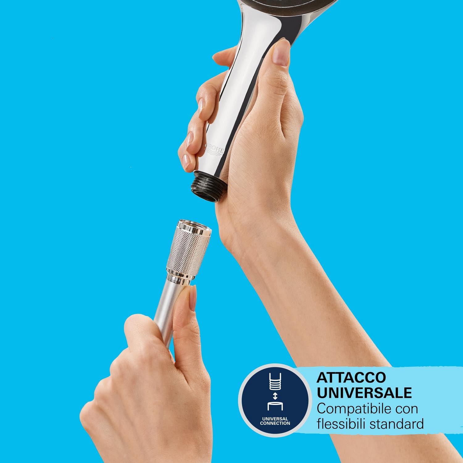 GROHE Vitalio SmartActive 150|Manopola doccia a tre getti|GROHE Water Saving (portata limitata a 9,5 l/min)|Sistema di fissaggio universale|Bianco|26597000
