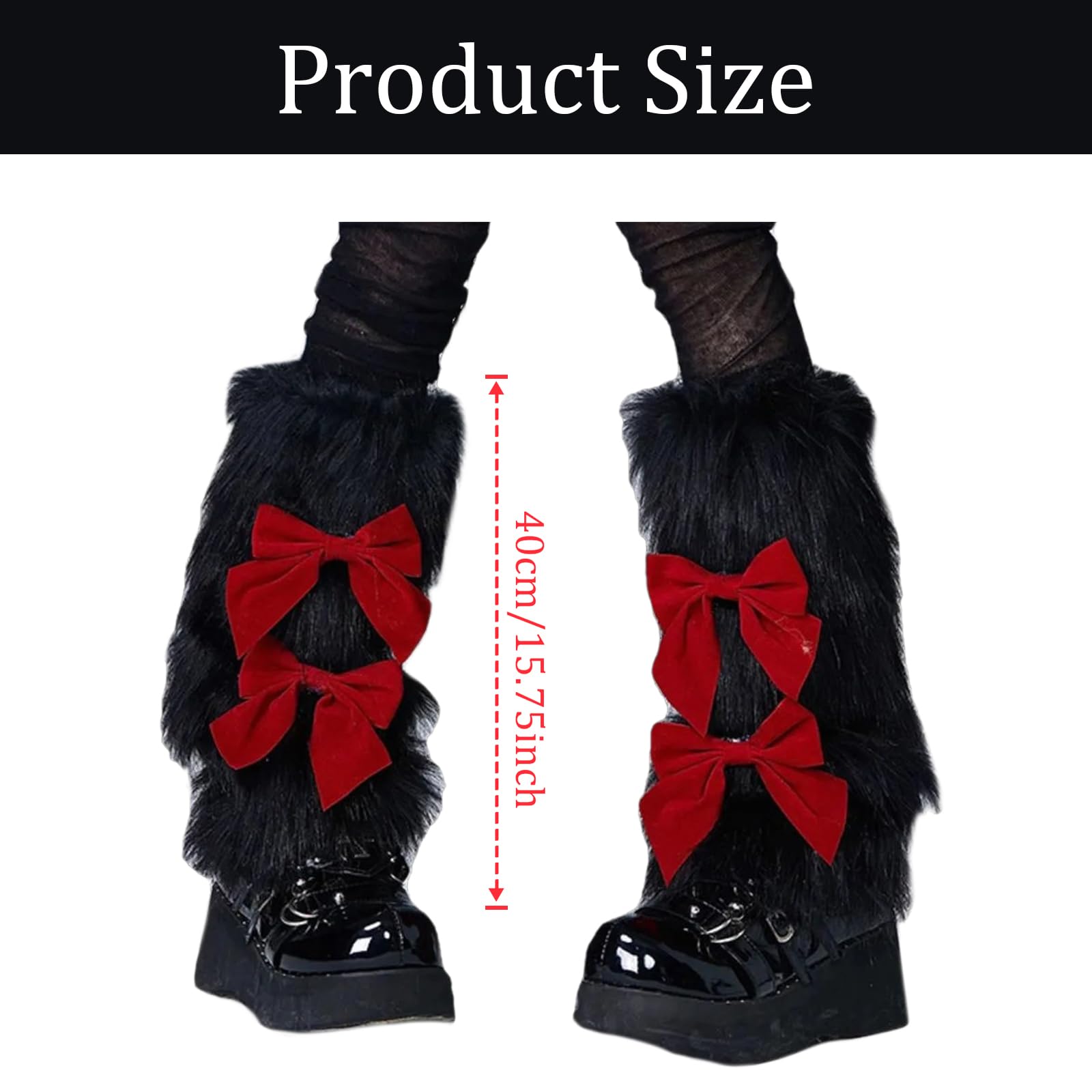 Calentadores de piernas de felpa peludos para mujer, trajes de invierno, lindos lazos, estrellas, fundas para botas mullidas, para fiesta de Navidad, calcetines, fundas de botas de felpa