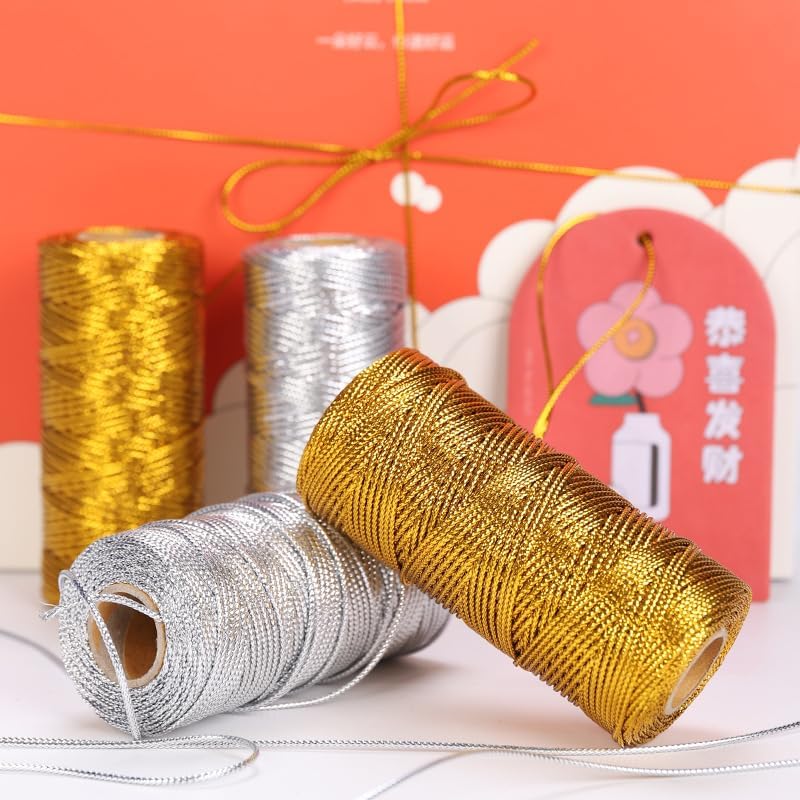 Golden Hand-Woven Rope - DIY Christmas Decoration Rope, Suitable for Gift Wrapping, Hanging Decorations, and Party Supplies