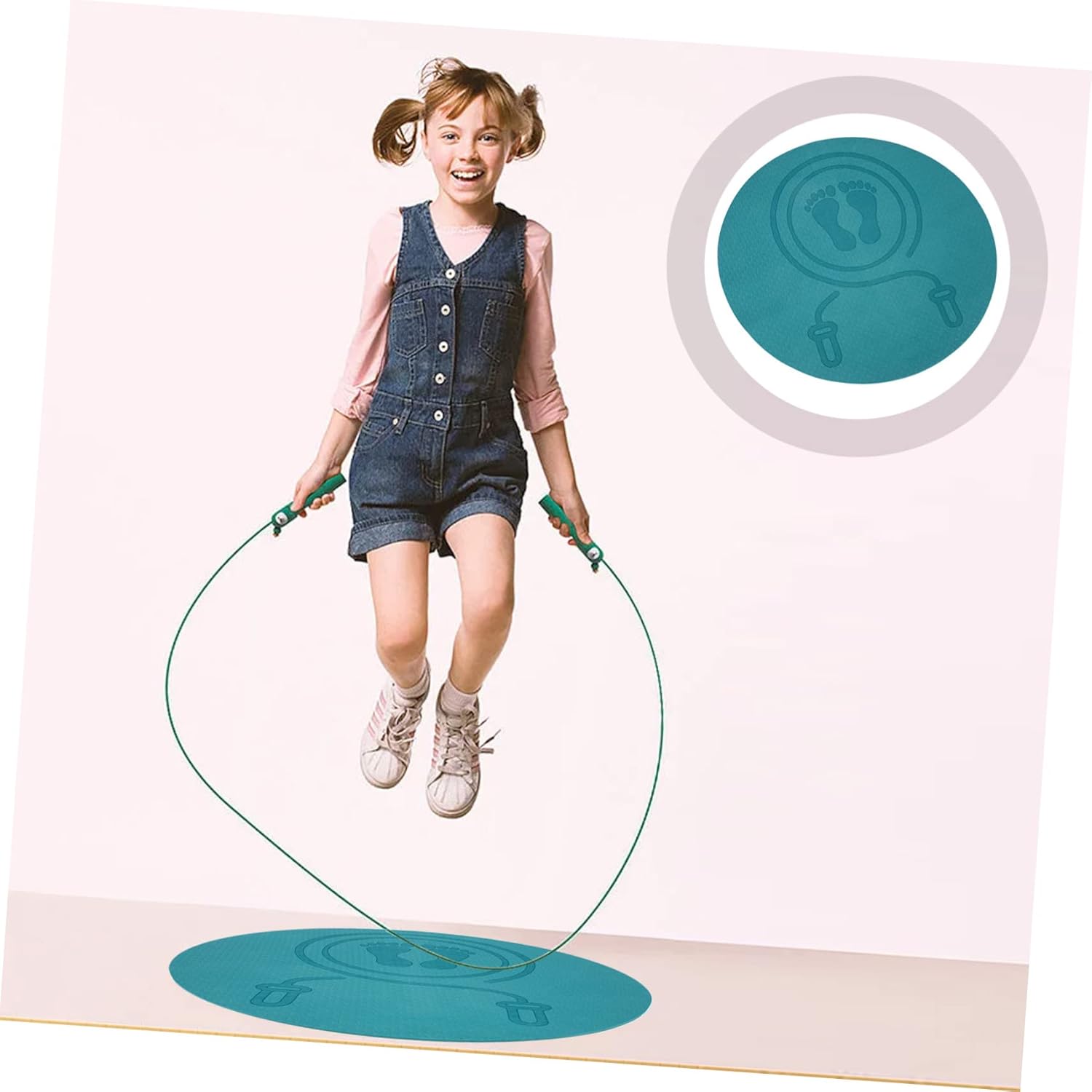 HANABASS Non-Slip TPE Jump Rope Mat Shockproof Round Workout Cushion for Indoor Fitness Thick Sound-Absorbing Exercise Mat for Home Gym Multipurpose Yoga and