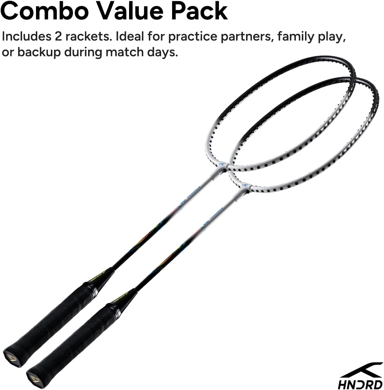Hundred POWERTEK 100 (Set of 2) Badminton Racket with Full Cover