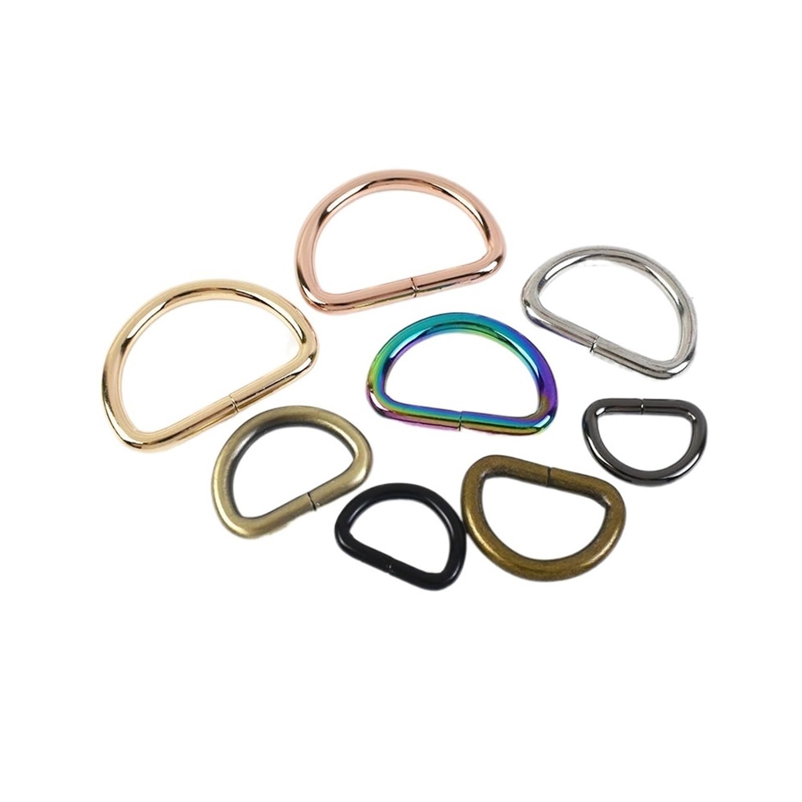 Wytrzymały szekla D, 10 sztuk 20/25/32/38mm D Ring metalowe klamry do parcianej torby pasek regulator klamra obroża dla psa zatrzaski DIY akcesoria sprzętowe(Gunblack,25mm)