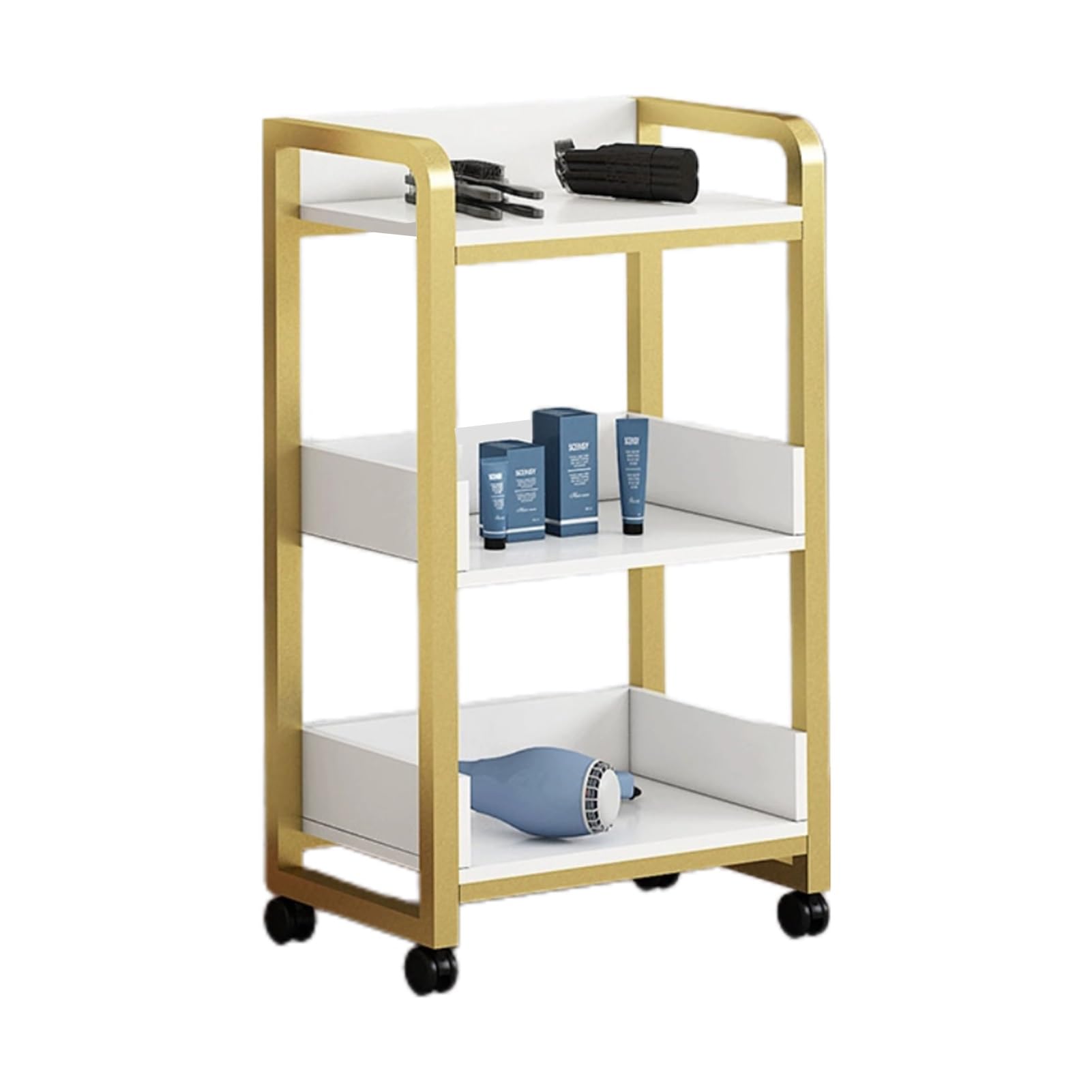 Barbershop Trolley Trolley with Workbench Rack Trolley Rack with Wheels,Heightened Baffle 3-Layer Tool Rack 4 360° Swivel Casters Easy to Move,Suitable for Salon Spa Tattoo(Style 1)