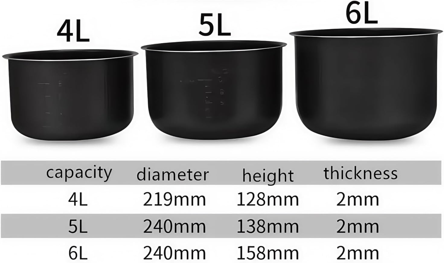 Compatible With Midea Pressure Cooker Liner 5L Nonstick Rice Cooker Bowl Black Crystal Inner Accessories Parts For Cooking