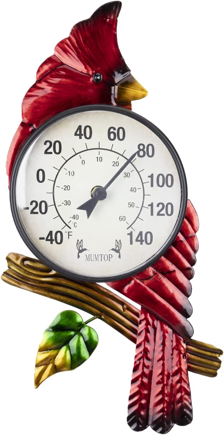MUMTOP Outdoor Thermometer, Cardinal Large Number Wall Mounted Outside Thermometer for Patio, Yard, Garden