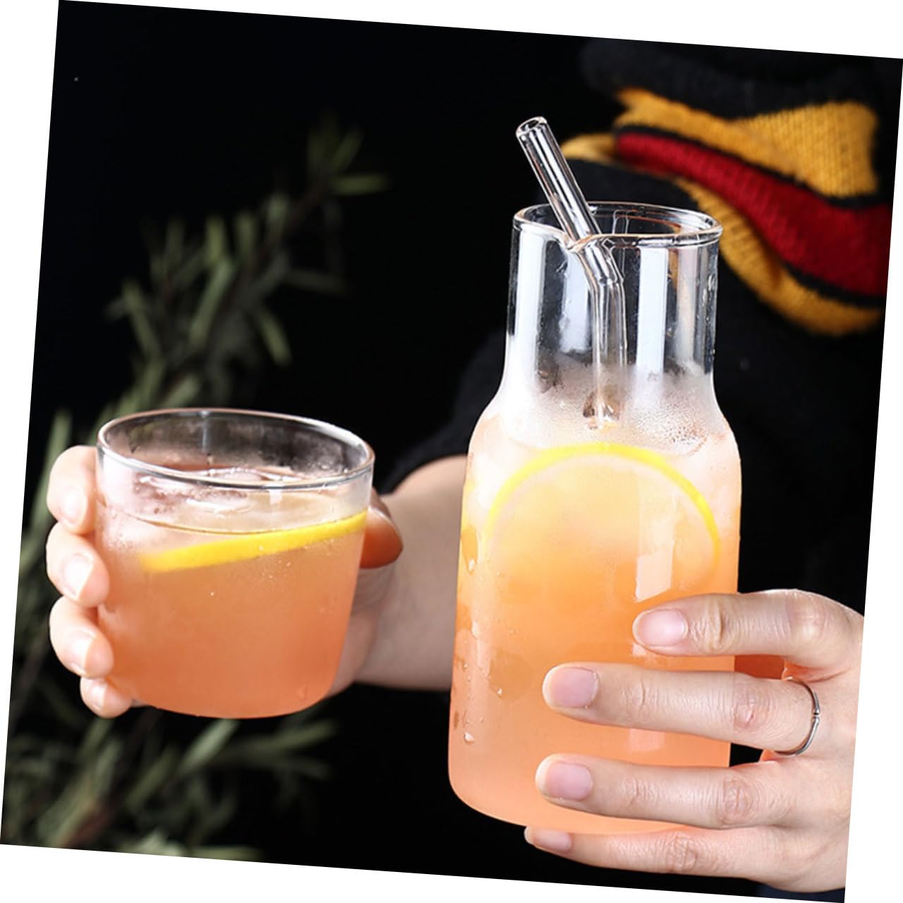 2 Stück Glaskaraffe für Wasser, Große Kapazität, Klassisch Elegant