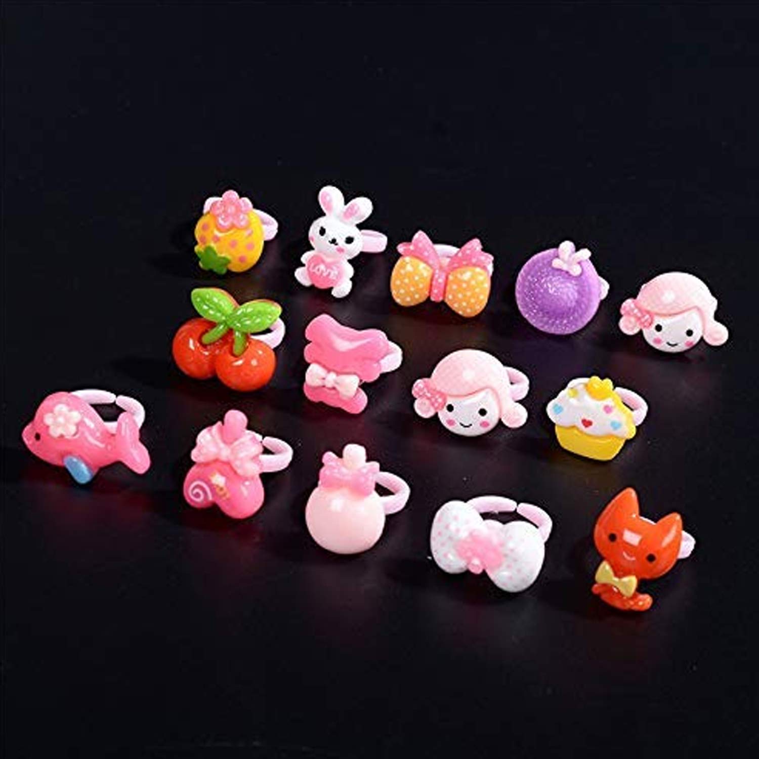 Kidz00 Stylish Cute Cartoon Shaped Plastic Finger Ring For Kids Girls And Boys Age 3-14 Yrs. Pack Of 10Pc 3