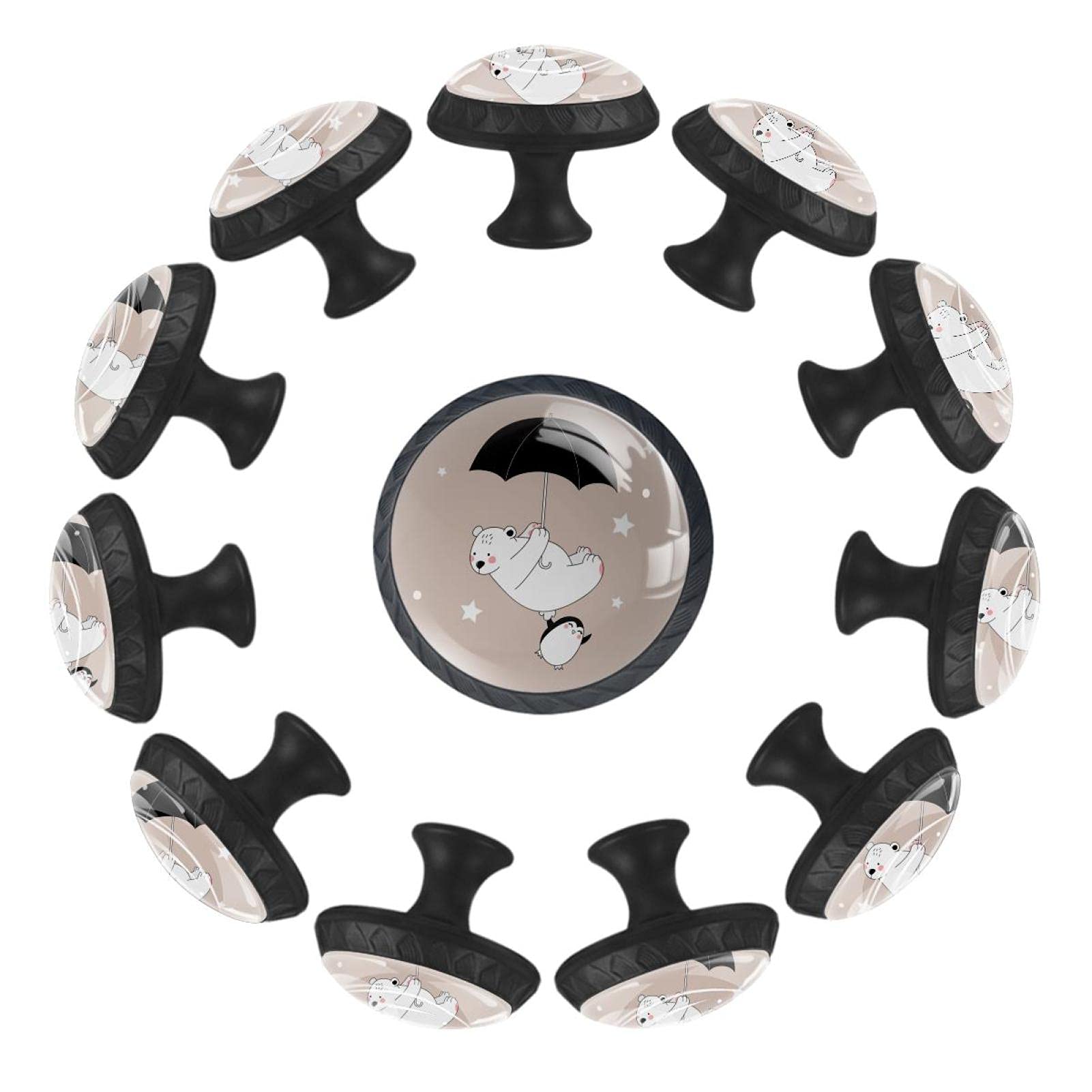 Bouton de meuble rond pingouin et ours polaire premium 35mm