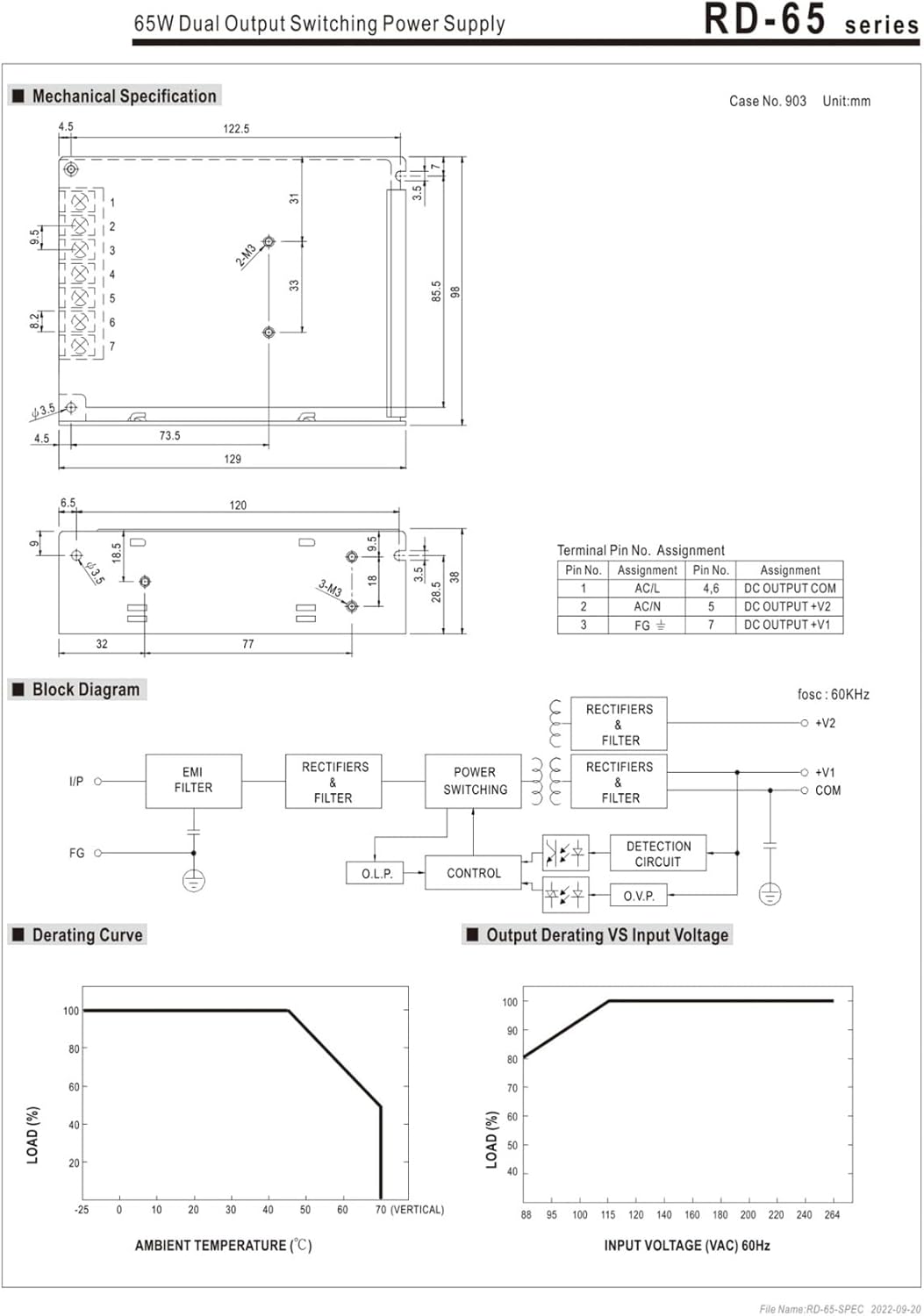 RD-65 RD-65A RD-65B 65W Dual Output 5V12V24V Switching Power Supply(RD-65B 5V 24V)