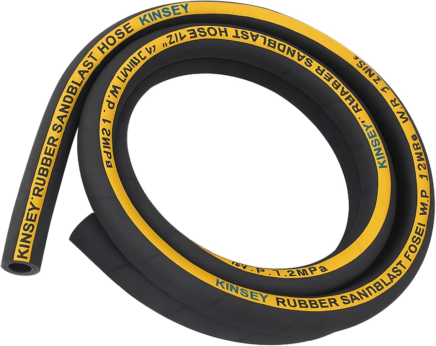 Sandblast Hose 1/2" ID x 1" OD, 10 ft Long Heavy-Duty Rubber Sandblaster Hose for Sandblasting Gun Sandblaster Cabinet - 175 Psi Working Pressure