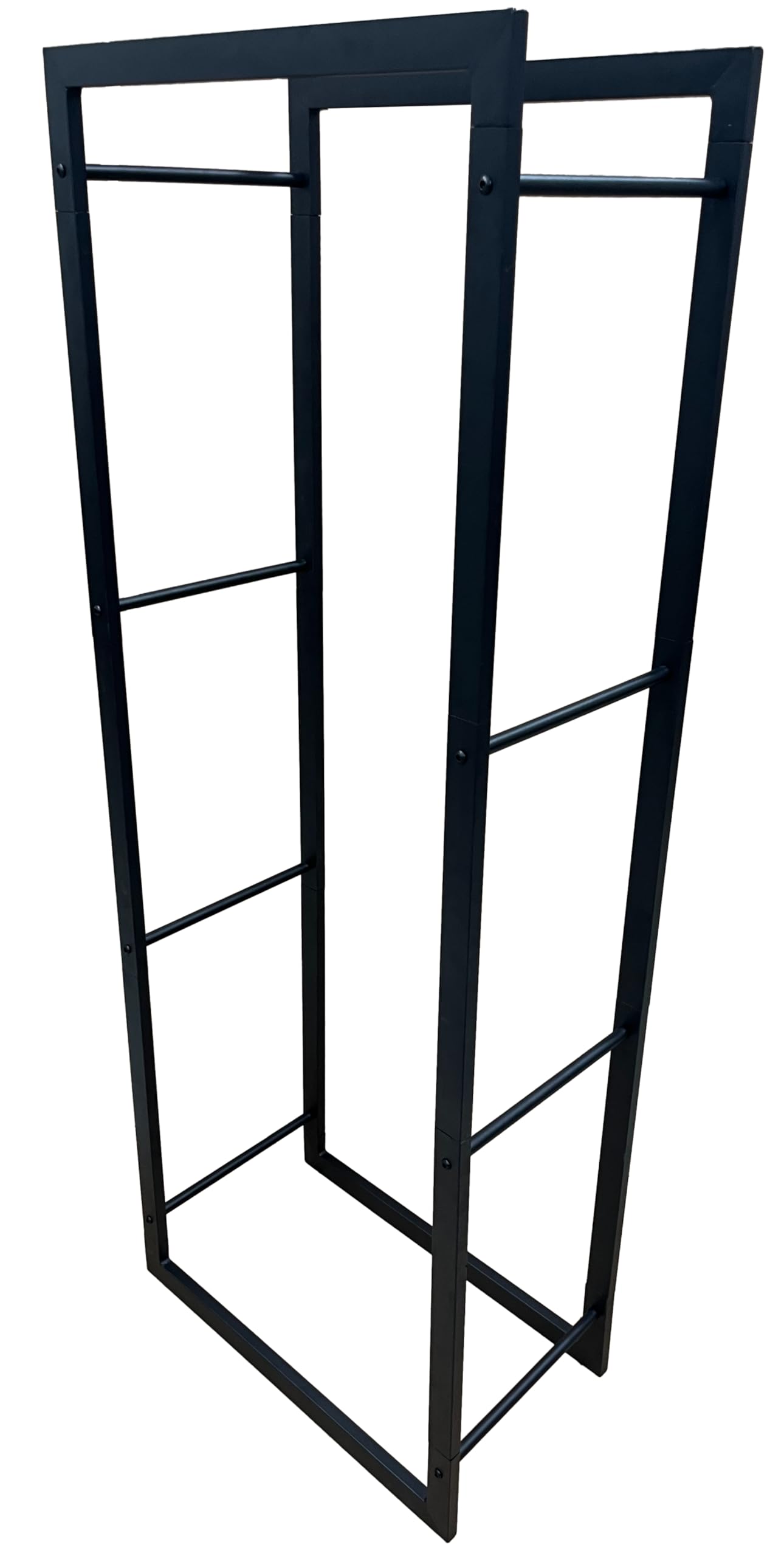 SMH LINE® Estantería para leña para chimenea, para interior y exterior, metal estable, impermeable y resistente al fuego, ayuda para apilar, almacenamiento de leña, color negro (150 x 100 x 25 cm)