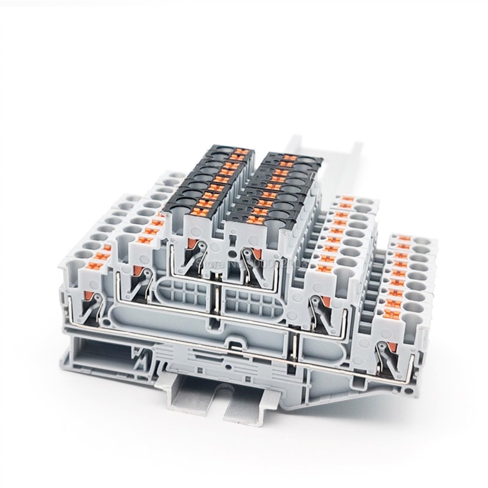 PT2.5-3L-PV Push-in 3-Level Din Rail Terminal Block with Equipotential Bonder Electrical Connector PT 2.5 mm² Terminals PT2.5-3L(Gray,5 Pcs)