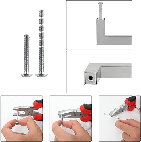 Miniatura 2 de Homdiy - Tiradores cuadrados de níquel cepillado para gabinetes de cocina tiradores modernos de acero inoxidable para cajones, modelo HDJ12SN