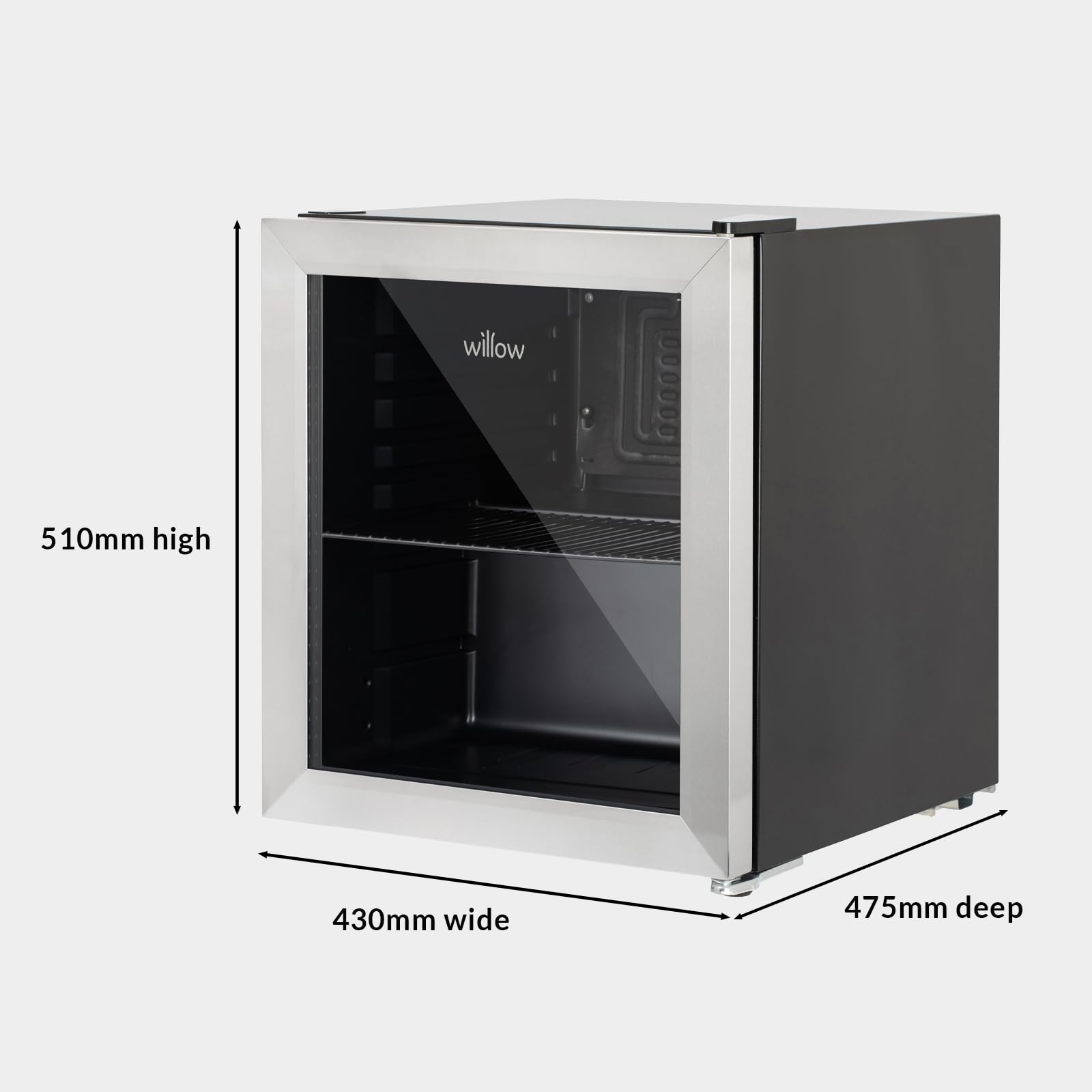 Willow WBC48SS 48L Table Top Beverage Cooler with Triple Glazed Glass Door, Adjustable Thermostat, 2 Years Warranty – Stainless Steel — view 6