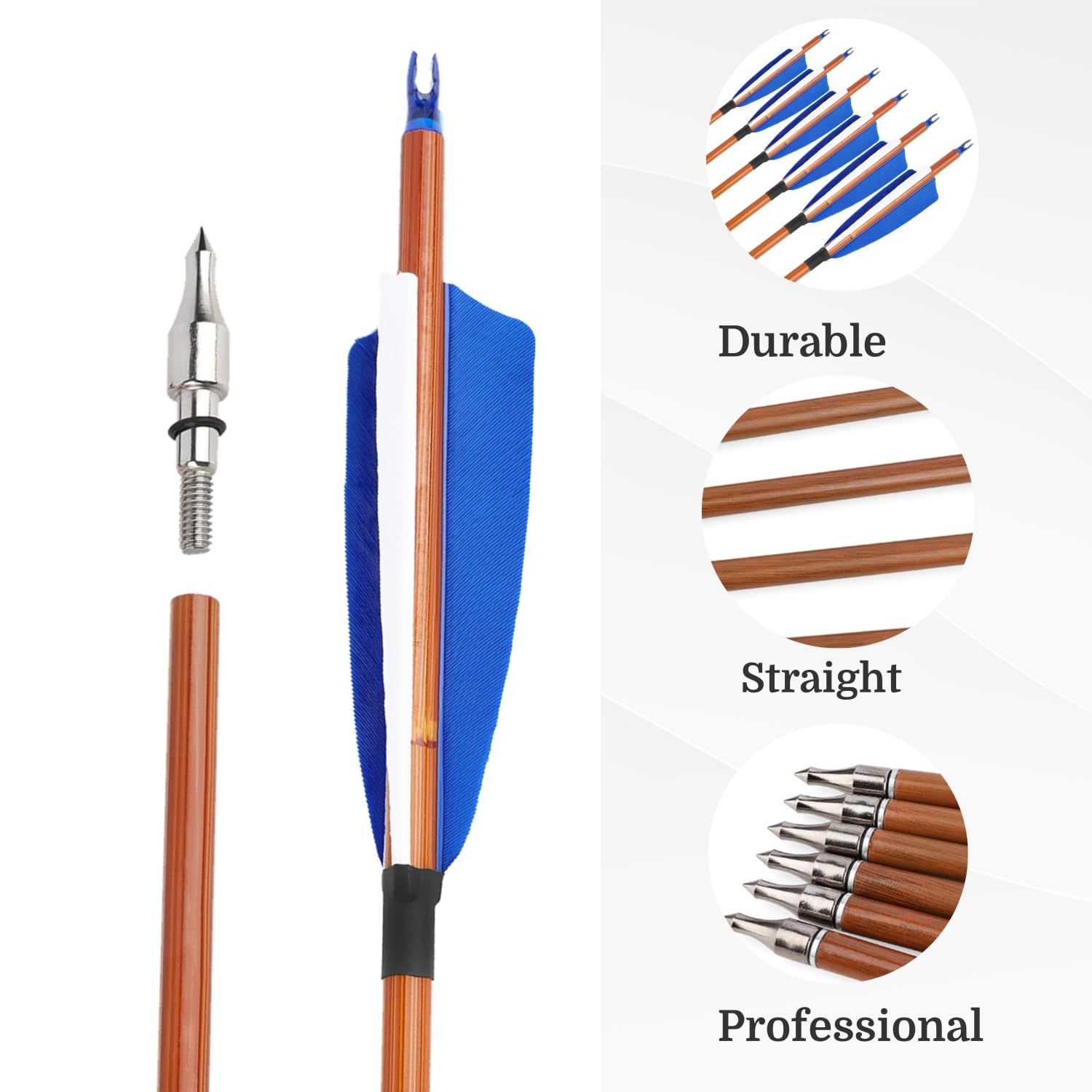 12 Flechas de Tiro con Arco Flecha híbrida Profesional de Carbono con Pluma Natural de 4 Pulgadas SP500 Ideal para competiciones y Entrenamientos competitivos en Interiores y Exteriores — view 3