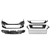 Front Bumper Cover Compatible With 2022-2024 Honda Civic, Type R Style Unpainted PP Front Bumper Conversion + Lower Grille + Side Vent Cover + Undertray