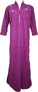 Indiatrendzs Women Winter Wear Nighty Woolen Solid Purple Maxi Dress L