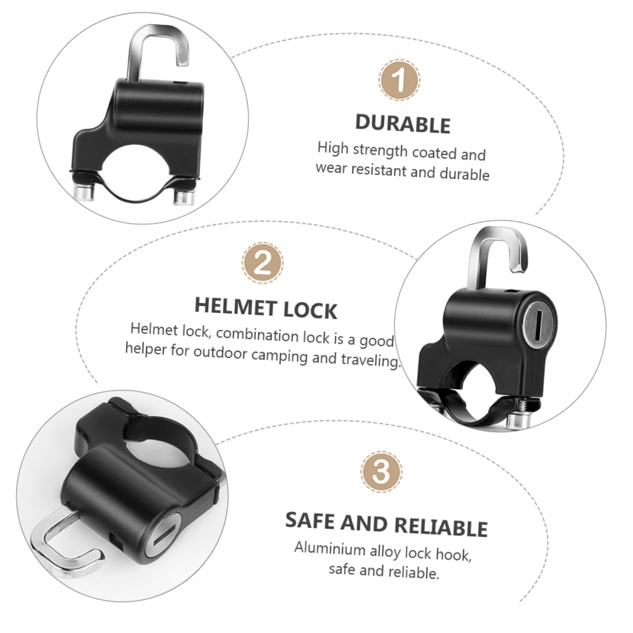 VANZACK Premium Theft Cycling Lock Lightweight Helmet Security Accessory Compact Design for Durable Hook Weather Resistant for Outdoor Use