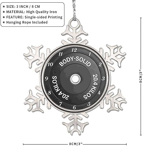 Vista 66 de Plato de pesas con barra para amantes del fitness, adornos de Navidad 2022, adornos de copo de nieve, decoraciones de Navidad para árbol, novedad