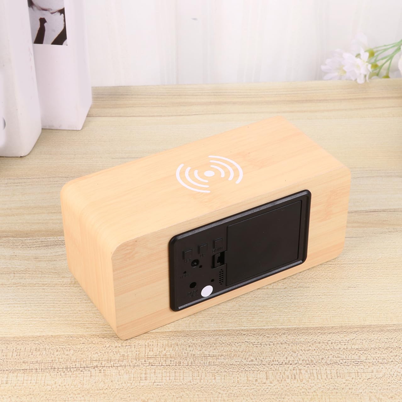 PRETYZOOM Orologio Digitale Wireless Charging in Legno Display LED