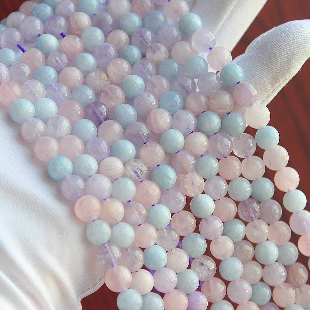 JARTC 8mm Natural Purple Morganite Gemstone Round Loose Beads for Jewelry Making