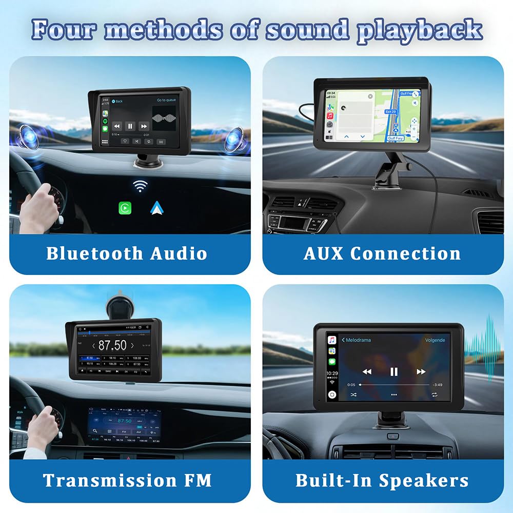 Pantalla Carplay Coche para Isuzu D-MAX, Bighorn, Campo Pickup, 7 Pulgadas Portátil IPS Pantalla Automóviles Radio con Bluetooth Asistente de Voz