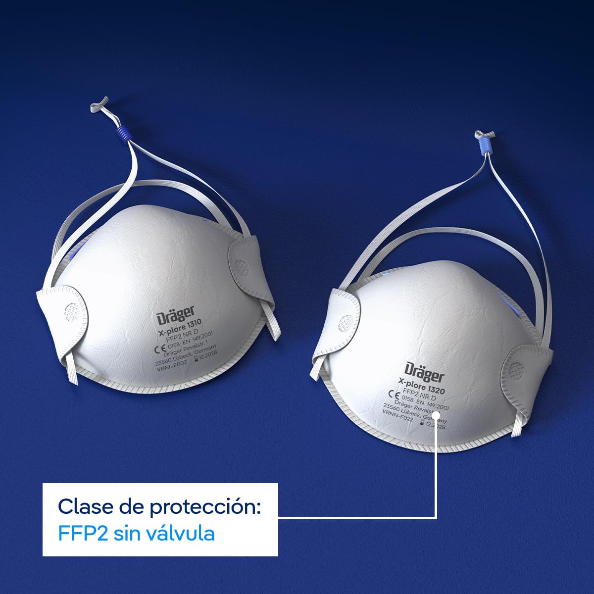 Dräger Máscara respiratoria X-plore 1320 FFP2 | Protector bucal como filtro eficaz contra el polvo fino y las partículas | Máscara respiratoria de 20 unidades en tamaño universal