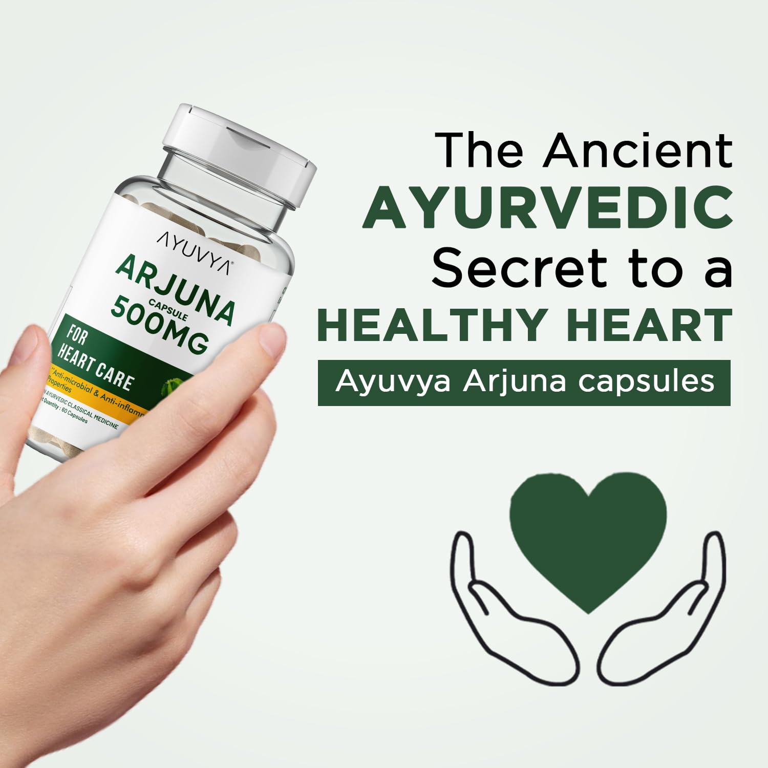 Ayuvya Arjuna Bark Extract Capsules | Arjun Ki Chaal Powder - Heart Health Supplement for Cholesterol & Blood Pressure Management, 120 Capsule, Pack of 2 | As Seen on Shark Tank 1