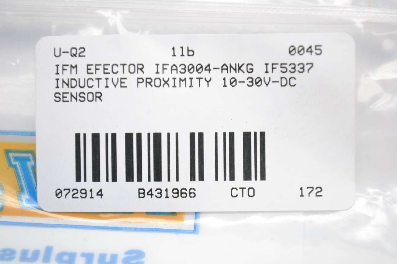 IFA3004-ANKG IF5337 INDUCTIVE PROXIMITY 10-30V-DC SENSOR B431966
