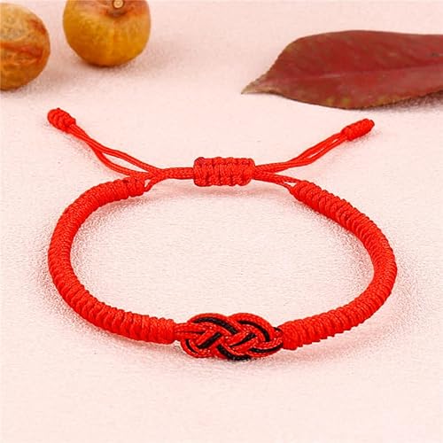 Pingyongchang Red String Couples Bracelets Matching Protection Long Distance Relationships Adjustable Good Luck Knot Strand Bracelet For Friends Family Women Men Girls Boys-Black Red #TOP2