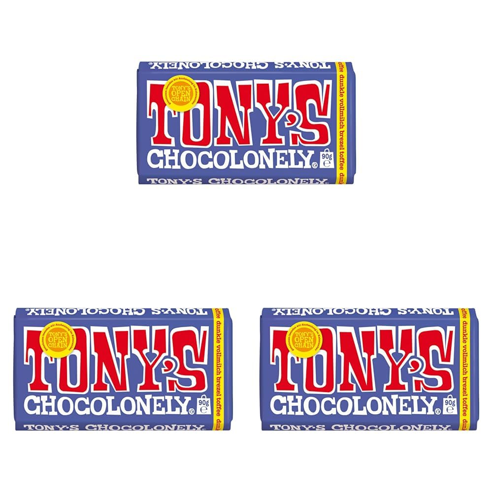 Tony's Chocolonely - Vollmilchschokolade mit Brezel und Toffee 90g (Packung mit 3)