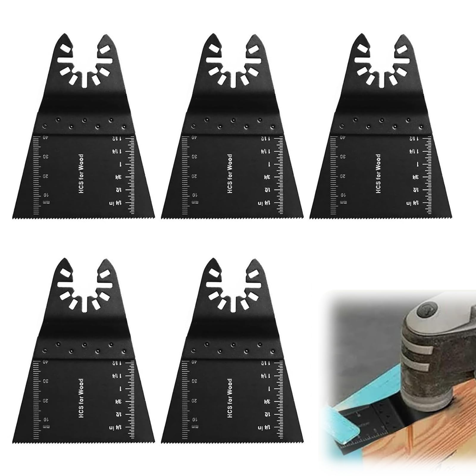Wide Coarse Oscillating Multi Tool Blades, 65mm, Pack of 5, for Wood Cutting, Compatible with Dewalt, Black & Decker, Erbauer