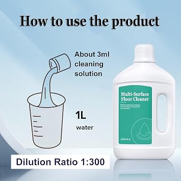 1L Floor Cleaning Solution Compatible With Dreame L20 Ultra/L30 Ultra/X10/X10 plus/X40 Ultra/X50 Ultra/L40 Ultra/L10sPro Ultra Heat/X30 Ultra(Suitable for All Robot Vacuum Cleaners and Wireless Wet Dr