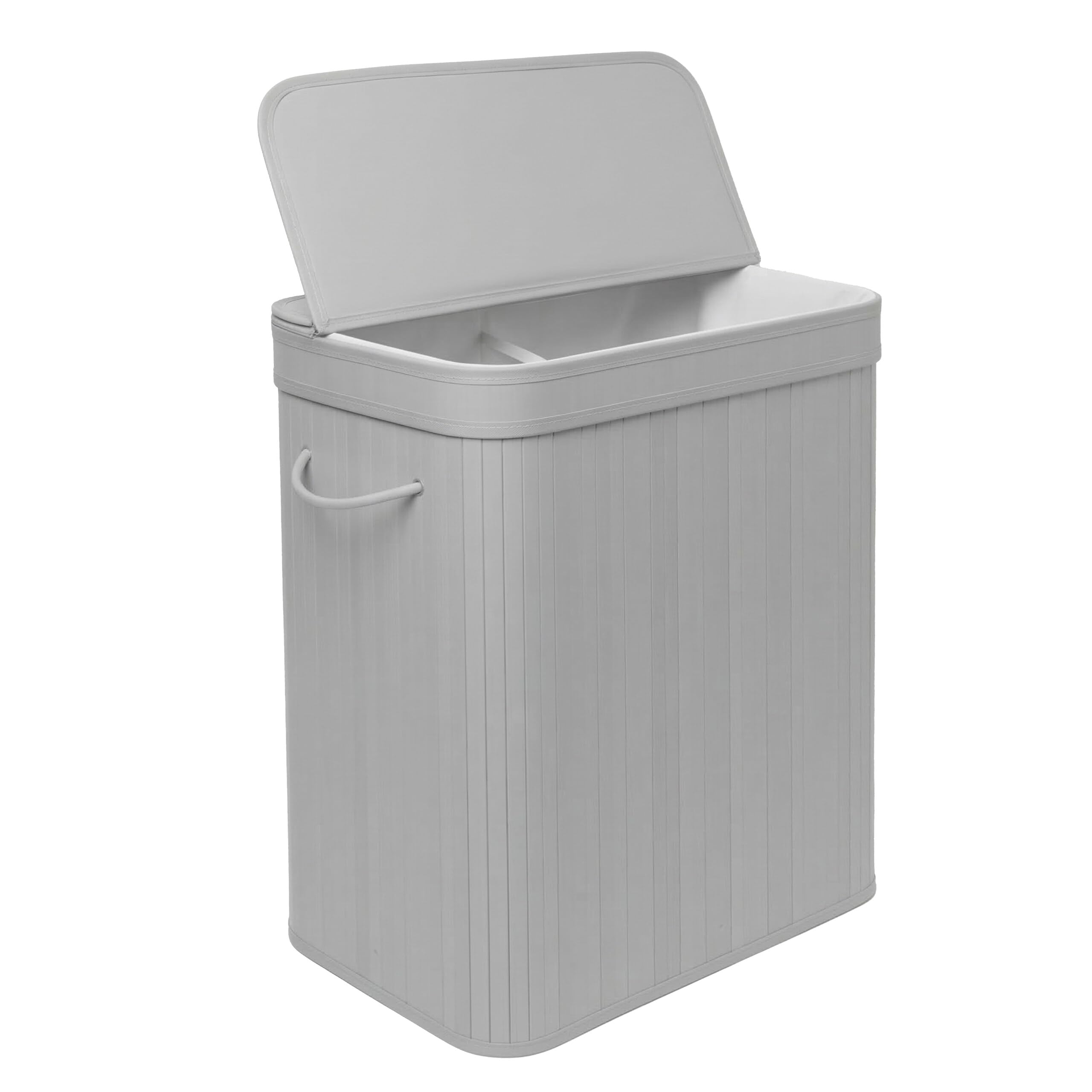 Cesto para Ropa Sucia Relaxdays con Tapa, bambú, 150 l, 3 Compartimentos, 61,5 x 61 x 41,5 cm, para baño, Color Natural — view 15