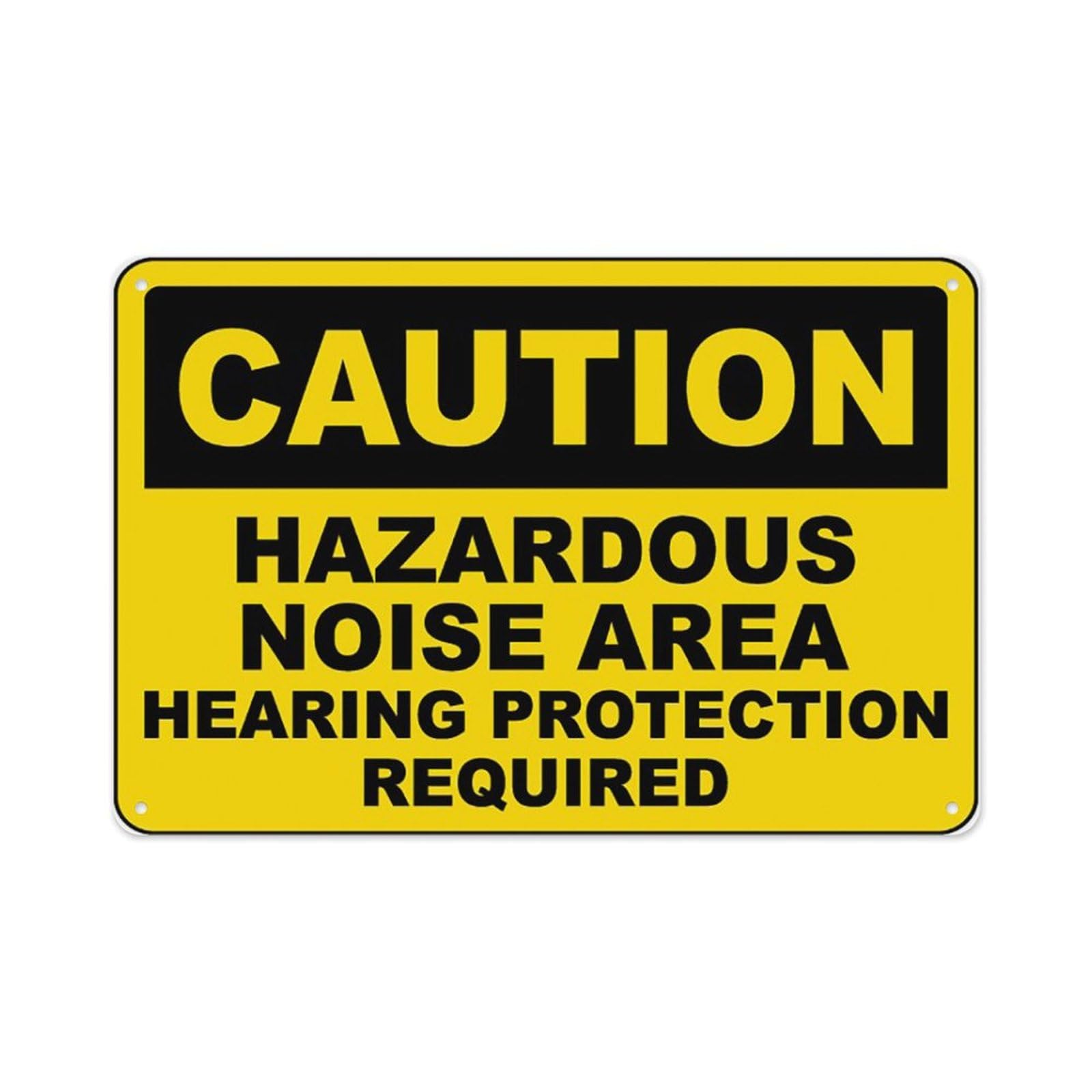peiyeety Hazardous Noise Area Hearing Protection Required Sign Aluminum Tin Warning Signs For Home Outdoor Garden 12X16 Inches