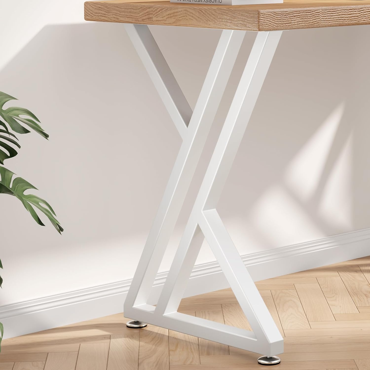 Metal Table Legs 28" H x 20" W Furniture Desk Bench Dining Table Legs with Adjustable Feet Z Shape Heavy Duty Desk Base Set of 2 Silvery