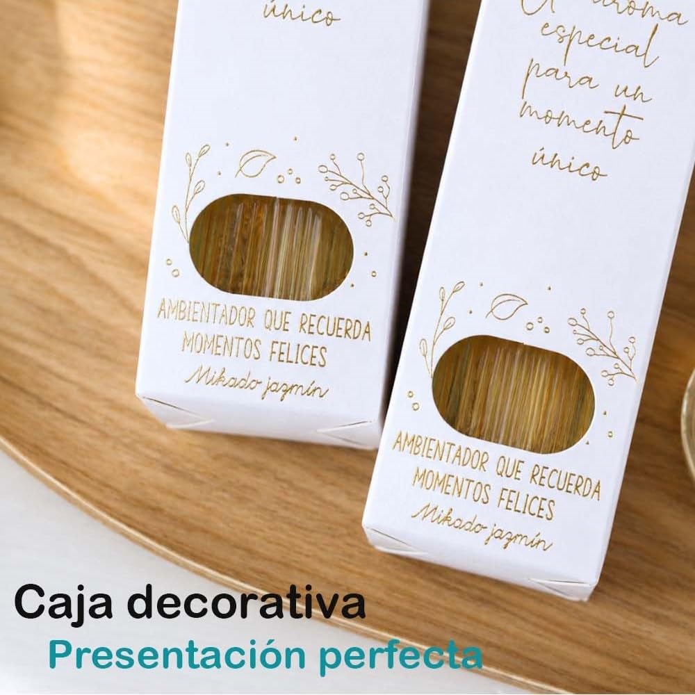 Pack de 12 a 36 uds, Ambientador Mikado Hogar, Aroma Jazmín, Detalles Originales Invitados, Recuerdos para Bodas, Bautizos y Comuniones, Regalantes (36)