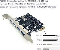 Vista 5 de Tarjeta PCIE USB 3.0 de 4 puertos Tarjeta de expansión PCI Express (PCIe) de 5 Gbps para Windows 11/10/8.1/8/7/Vista/XP/Server y Linux