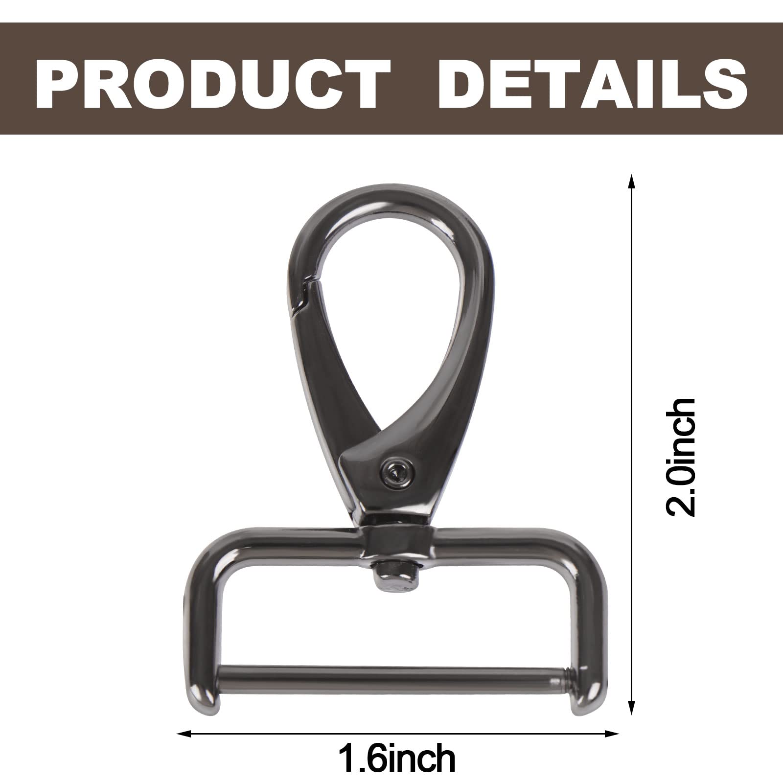 8 Pcs Detachable Swivel Snap Hooks With Screw Bar Replacement D-Rings 2x1.6in for DIY Leather Craft and Purse Hardware