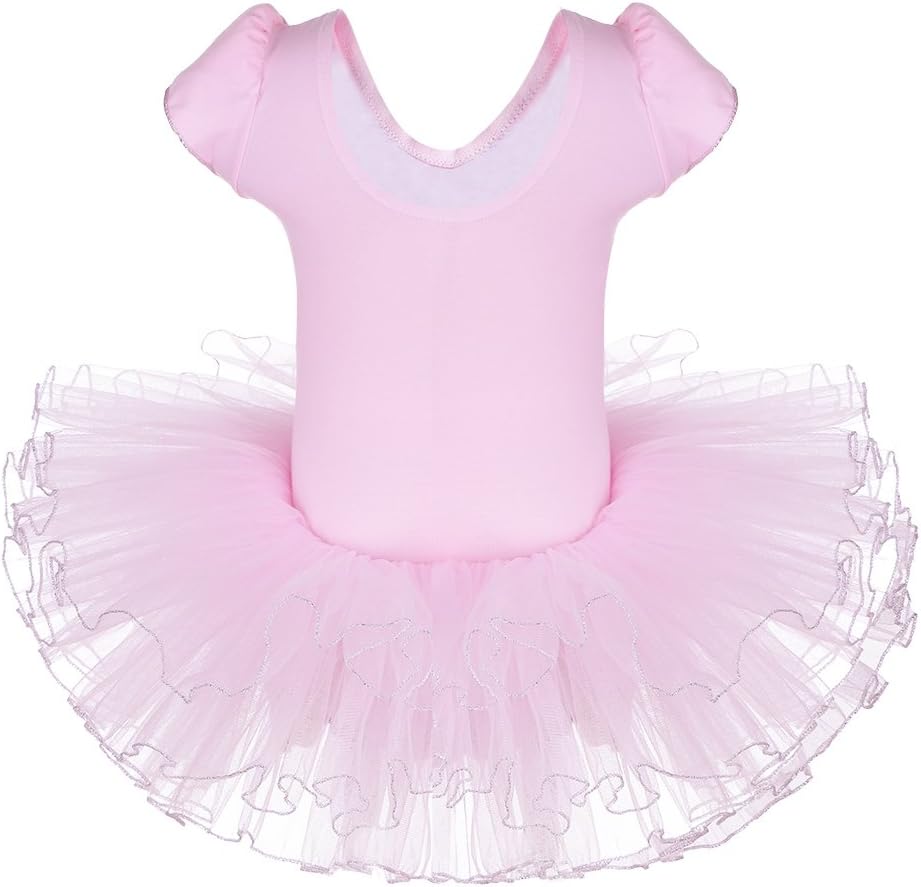 BAOHULU Leotard for Girls Ballet Dance Short Sleeve Full Tulle Tutu Skirted Dress Ballerina Costumes - Image 2