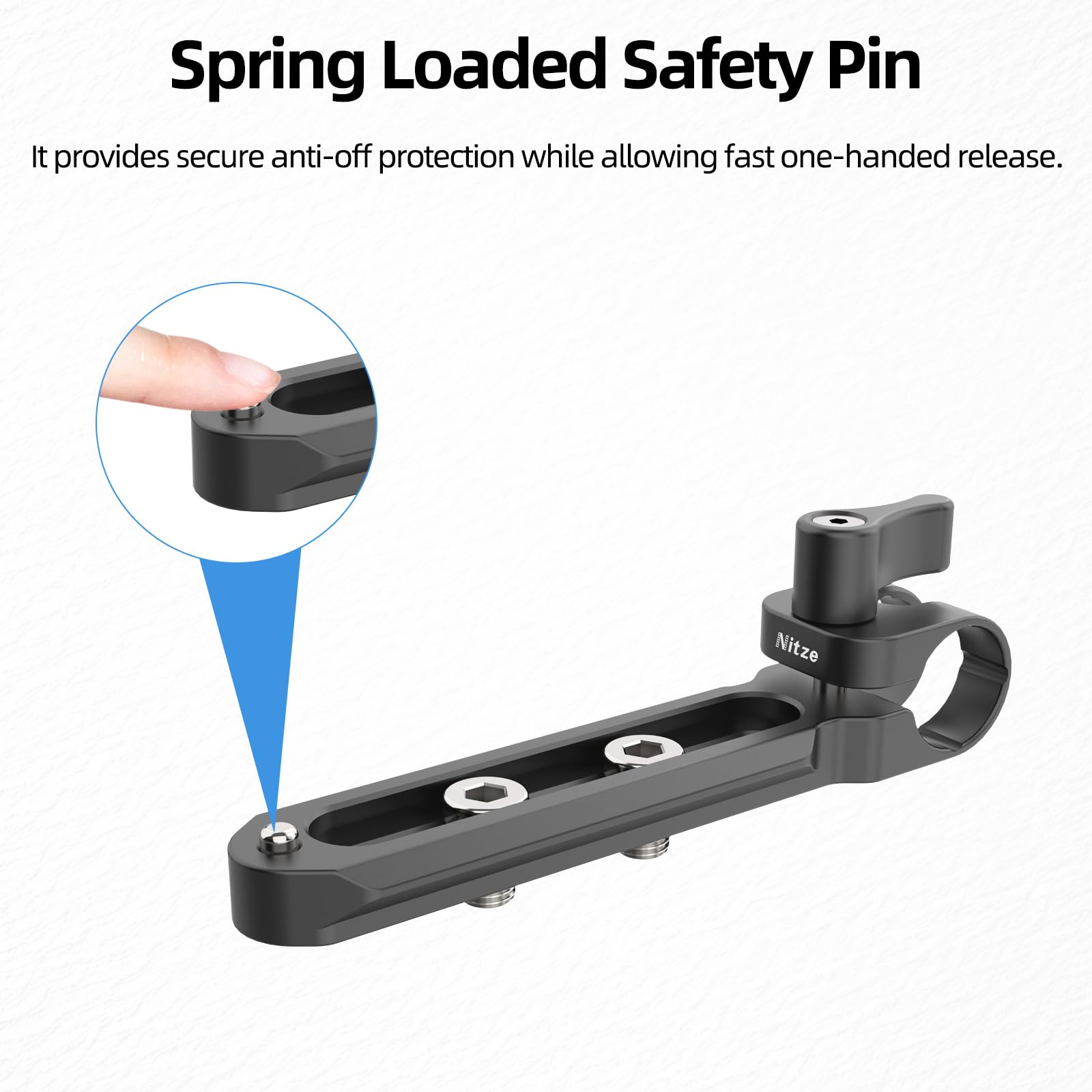 Nitze 15mm Single Rod Clamp with NATO Rail (4") und Sicherungsstift zur Befestigung von 15-mm-Stangen und Schnellverschluss-NATO-Klemmenzubehör – N49-B4