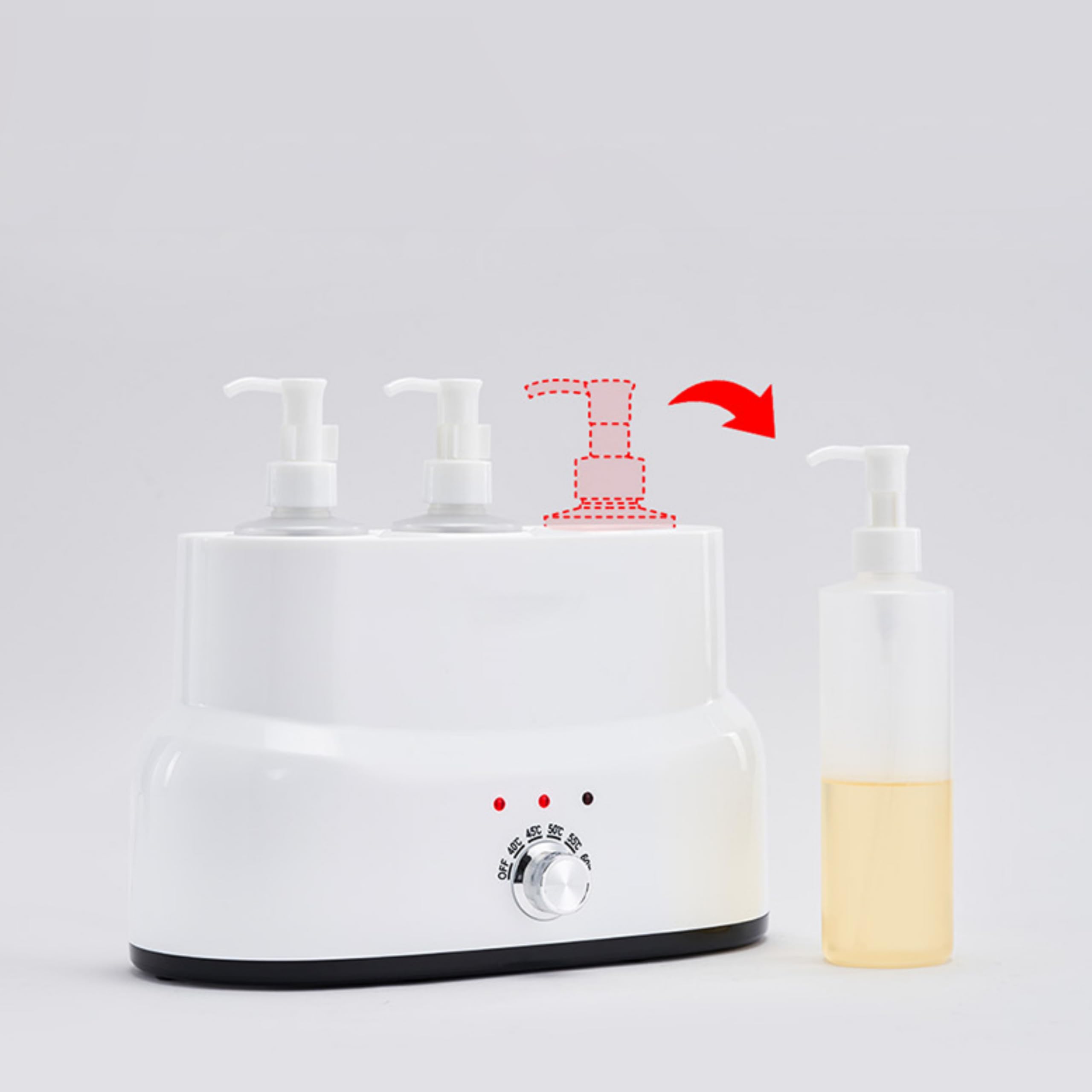 Elitzia Chauffe-huile de massage à trois bouteilles avec contrôle de rotation - Distributeur de lotion - 5 niveaux - Température réglable 40-60°C