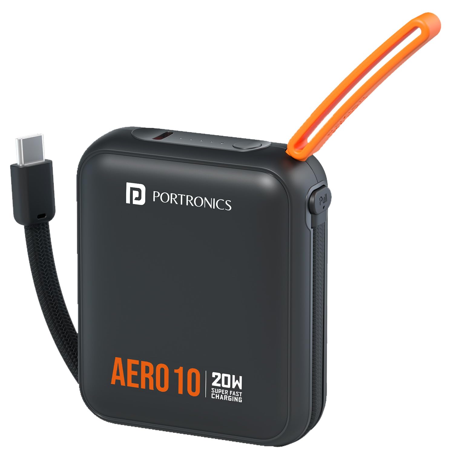 Portronics Aero 10 10000 mAh 20W Fast Charging Mini Power Bank with Detachable Type C Cable, Type C PD Input/Output Port, LED Indicator, Wake Up Button, Strong Lanyard, Light Weight (Black)-image-30