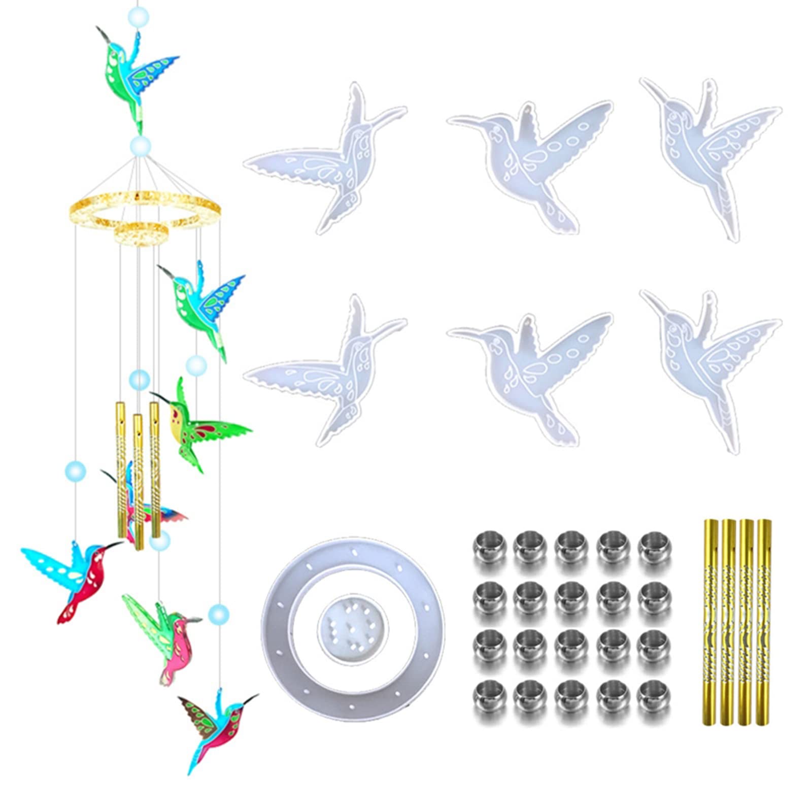 FogunHummingbird Wind Chimes Silicone Molds Kit Epoxy Resin Mould Garden Yard Decor