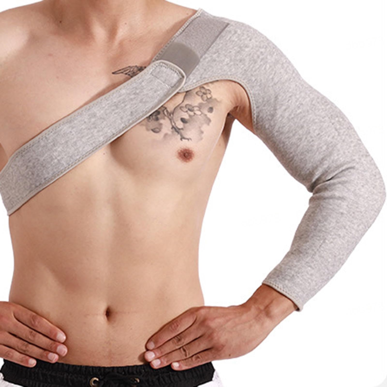 Sports Shoulder Pads for Men Women Unisex Adjustable Long Sleeves Shoulder Support Brace Support Strap for Broken Fractured