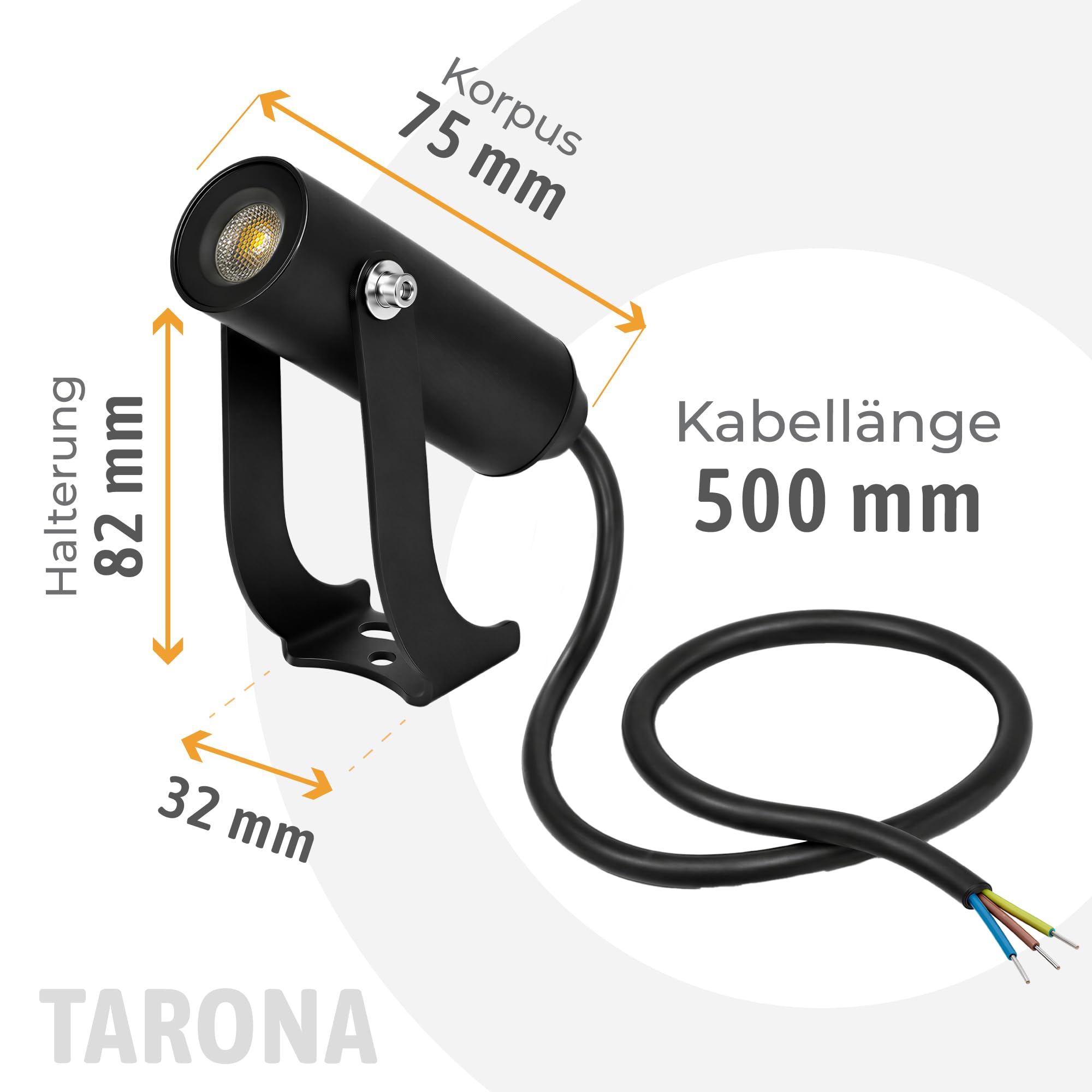 SSC-LUXon 6er Set TARONA Mini Gartenstrahler Ambientespot schwarz 2W warmweiß IP65 für Außen & Innen Carport Veranda Eingang
