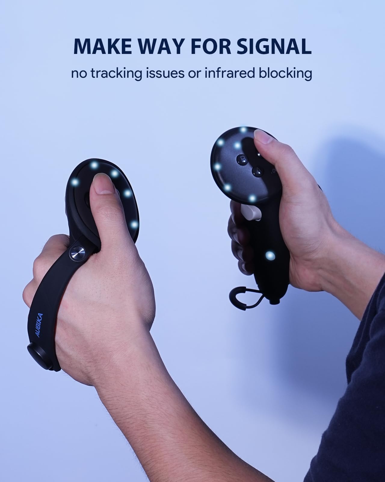 Aubika Funda para mando de Meta Quest 3S y Oculus Quest 3 con tapa de apertura de batería, protector VR (negro)