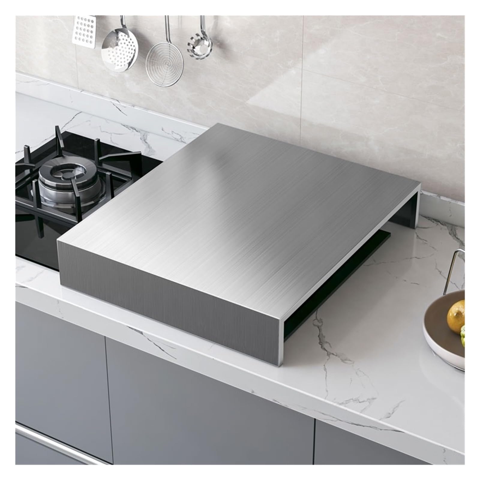 Cubre Encimera Gas 5 Fuegos Protector Placa Induccion Cubierta para Cocina de Autocaravana Acero Inoxidable Alfombrilla de Goma Antideslizante(A-1.0 MM,48x35x9cm)